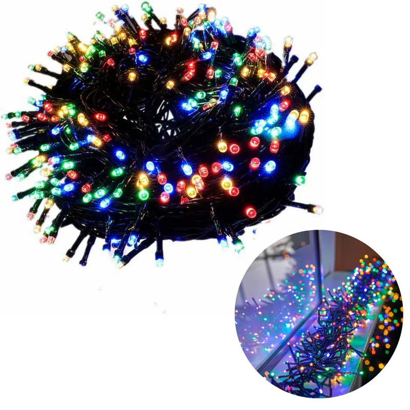 Cheqo® Kerstboomverlichting - Clusterverlichting - Kerstlampjes - Led Verlichting - Kerstverlichting voor Binnen en Buiten - 384 LED - 2.8m - Multicolor