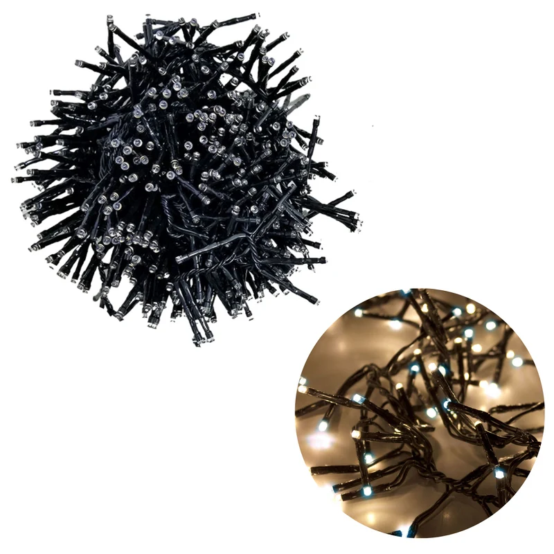 Cheqo® Kerstboomverlichting - Clusterverlichting - Kerstlampjes - Led Verlichting - Kerstverlichting voor Binnen en Buiten - 384 LED - Wit + Warm Wit