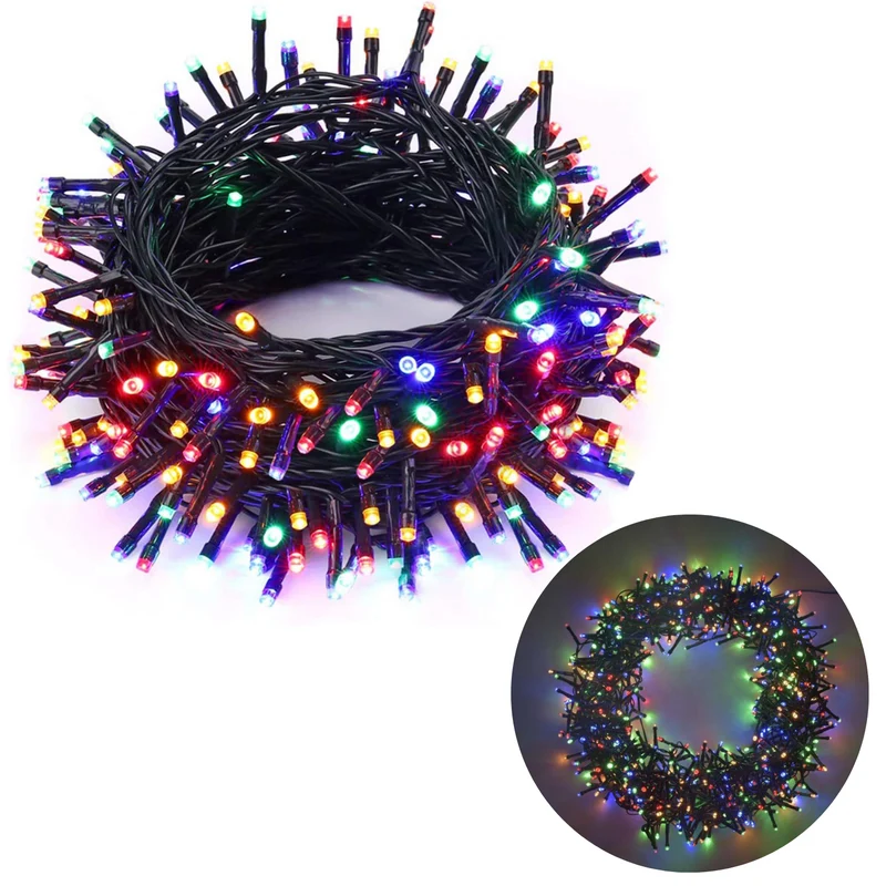 Cheqo® Kerstboomverlichting - Micro Clusterverlichting - Kerstlampjes - Led Verlichting - Kerstverlichting voor Binnen en Buiten - 400 LED - 8 Meter - Multicolor - 8 Functies + Geheugen