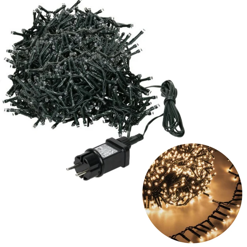 Cheqo® Kerstboomverlichting - Micro Clusterverlichting - Kerstlampjes - Led Verlichting - Kerstverlichting voor Binnen en Buiten - 1800 LED's - 36 Meter - warm Wit