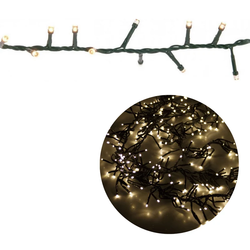Cheqo® Kerstboomverlichting - Micro Clusterverlichting - Kerstlampjes - Led Verlichting - Kerstverlichting voor Binnen en Buiten - 1500 LED's - 30 Meter - Warm Wit