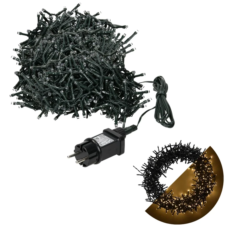 Cheqo® Kerstboomverlichting - Micro Clusterverlichting - Kerstlampjes - Led Verlichting - Kerstverlichting voor Binnen en Buiten - 560 LED - 11 Meter - Binnen en Buiten - Extra Warm Wit