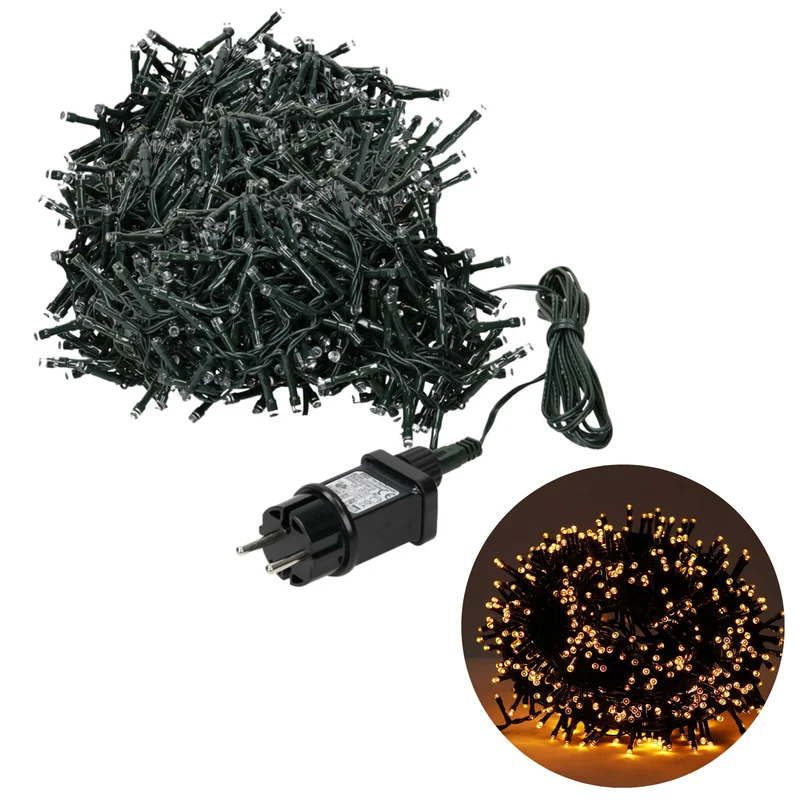Cheqo® Kerstboomverlichting - Micro Clusterverlichting - Kerstlampjes - Led Verlichting - Kerstverlichting voor Binnen en Buiten - 800 LED - 16 Meter - 8 Lichtfuncties + Geheugen - Extra Warm Wit