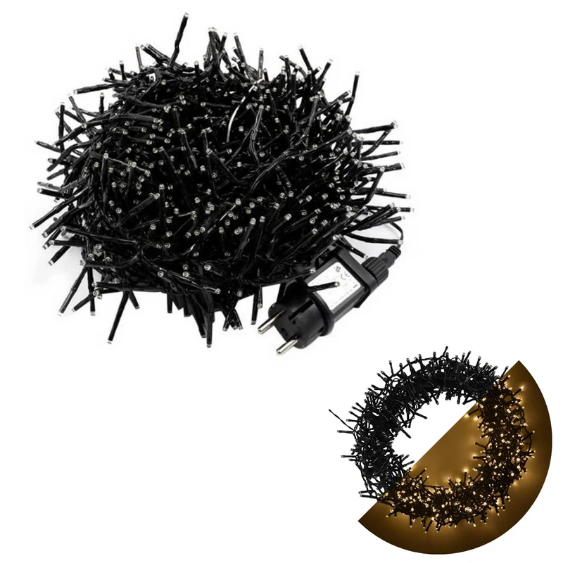 Cheqo® Kerstboomverlichting - Micro Clusterverlichting - Kerstlampjes - Led Verlichting - Kerstverlichting voor Binnen en Buiten - 400 LED- 8 Meter - Warm Wit