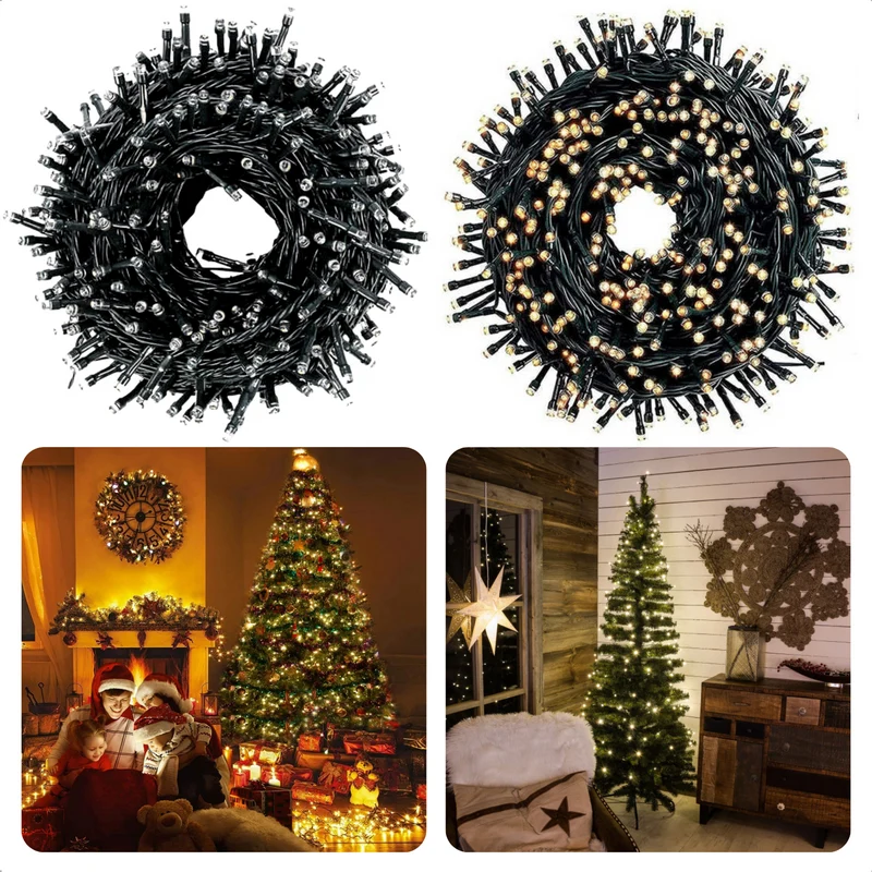 Cheqo® Micro Cluster - Kerstboomverlichting voor Binnen en Buiten - Clusterverlichting - Kerstverlichting - 1000 LED - 20m - 8 Lichtfuncties + Geheugen - Extra Warm Wit - 2cm Afstand - 3m Aanloopsnoer - Groen Snoer - IP44 Adapter