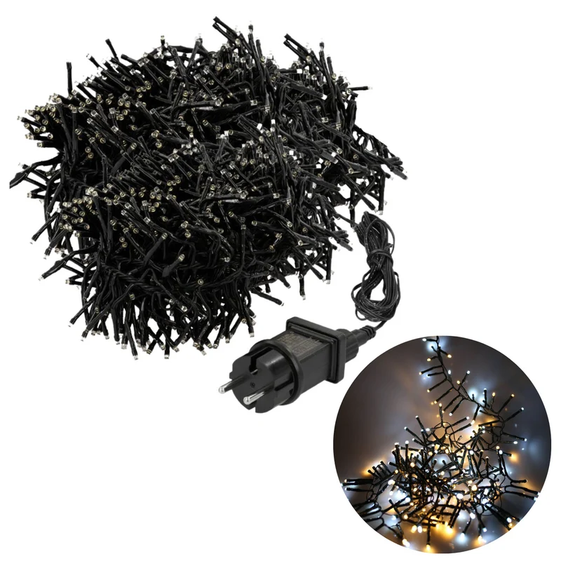 Cheqo® Kerstboomverlichting - Clusterverlichting - Kerstlampjes - Led Verlichting - Kerstverlichting - 768 LED - 5.6 meter - Binnen en Buiten - Warm Wit en Wit