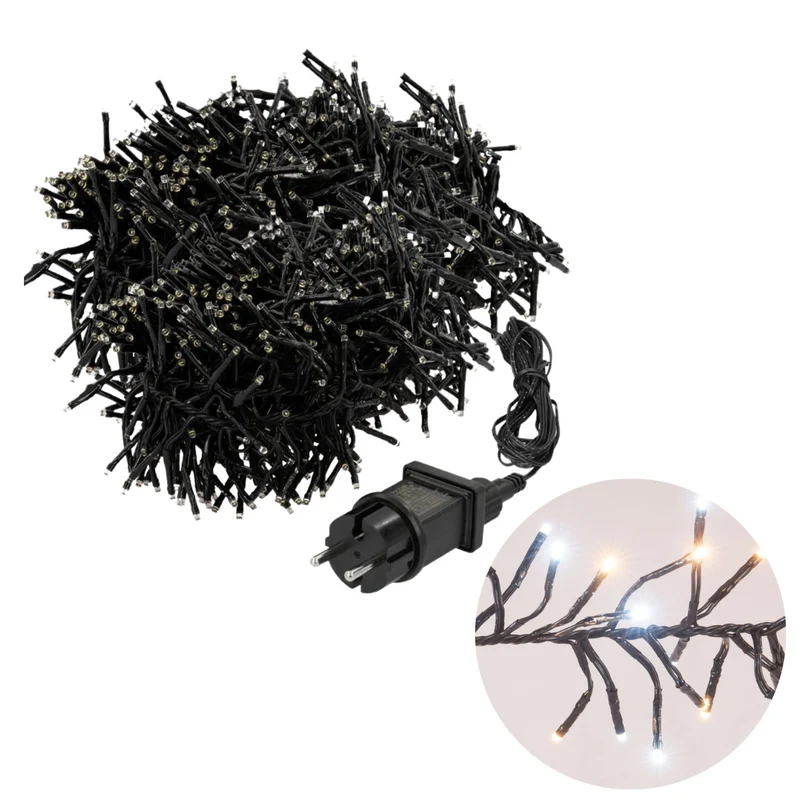 Cheqo® Kerstboomverlichting - Clusterverlichting - Kerstlampjes - Led Verlichting - Kerstverlichting - 1512 LED - 11 meter - Binnen en Buiten - Warm Wit en Wit