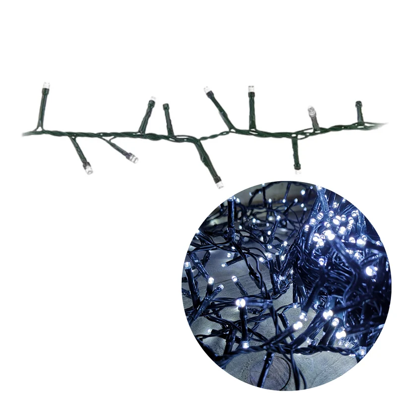 Cheqo® Kerstboomverlichting - Micro Clusterverlichting - Kerstlampjes - Led Verlichting - Kerstverlichting voor Binnen en Buiten - Met Haspel - 750 LED - 15 Meter - Met Timer - Wit