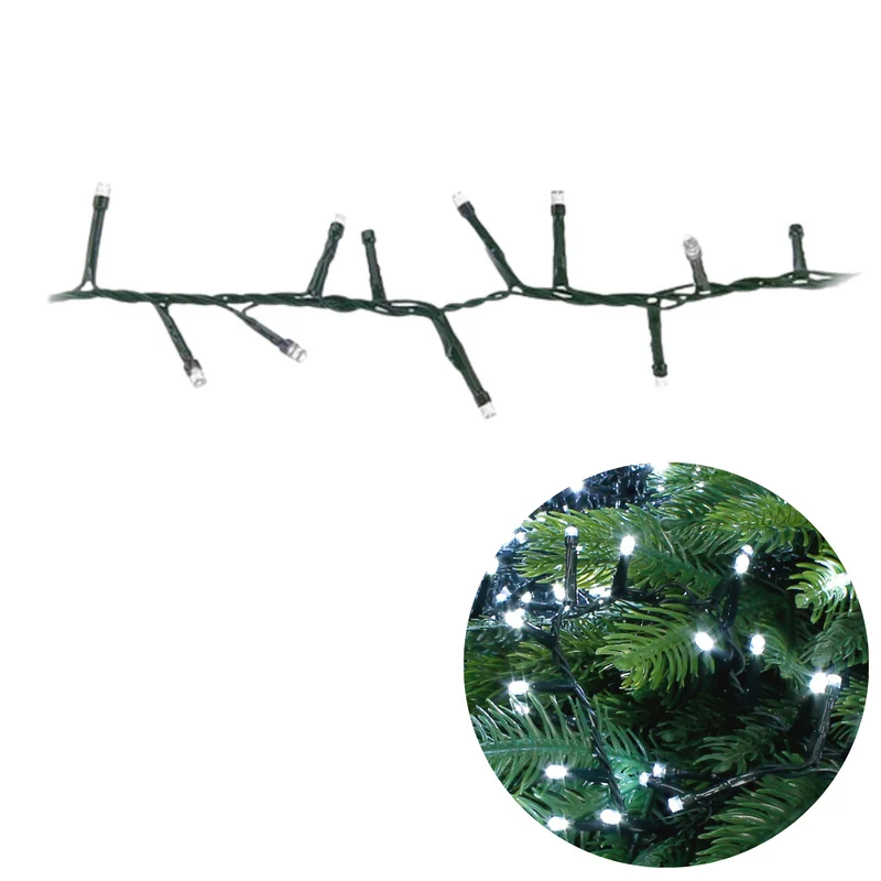 Cheqo® Kerstboomverlichting - Micro Clusterverlichting - Kerstlampjes - Led Verlichting - Kerstverlichting voor Binnen en Buiten - Met Haspel - 500 LED - 10 Meter - Met Timer - Wit