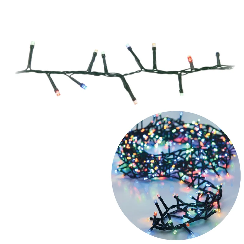 Cheqo® Kerstboomverlichting - Micro Clusterverlichting - Kerstlampjes - Led Verlichting - Kerstverlichting voor Binnen en Buiten - Met Haspel - 500 LED - 10 Meter - Met Timer - Multicolor