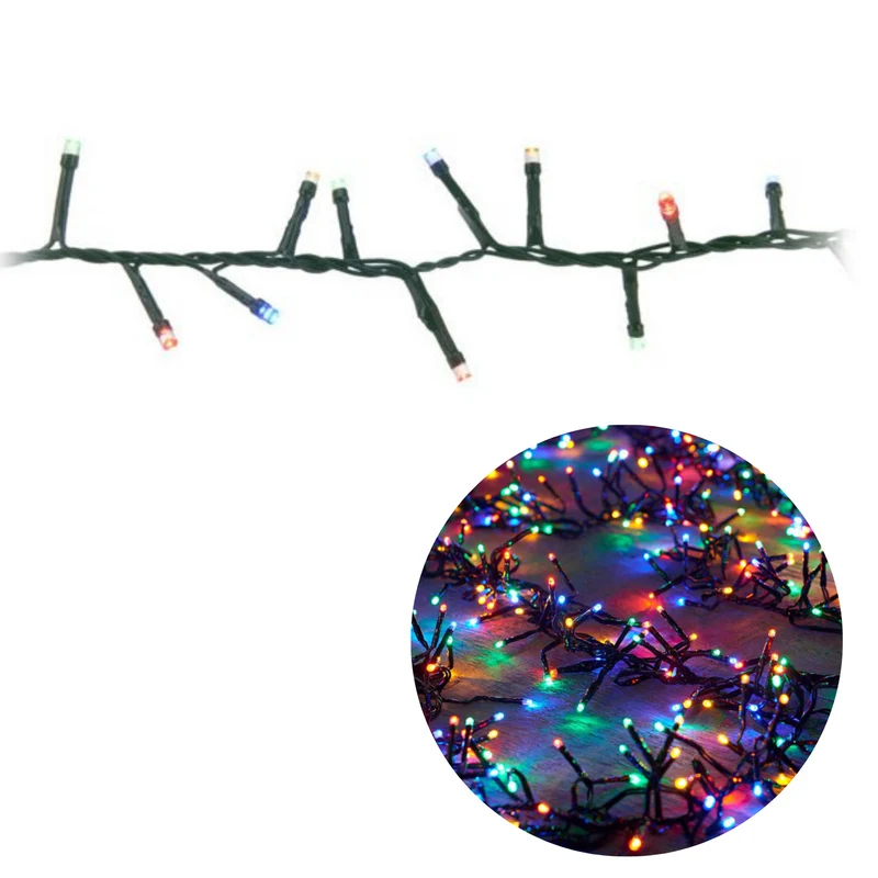Cheqo® Kerstboomverlichting - Micro Clusterverlichting - Kerstlampjes - Led Verlichting - Kerstverlichting voor Binnen en Buiten - Met Haspel - 1250 LED - 25 Meter - Met Timer - Multicolor