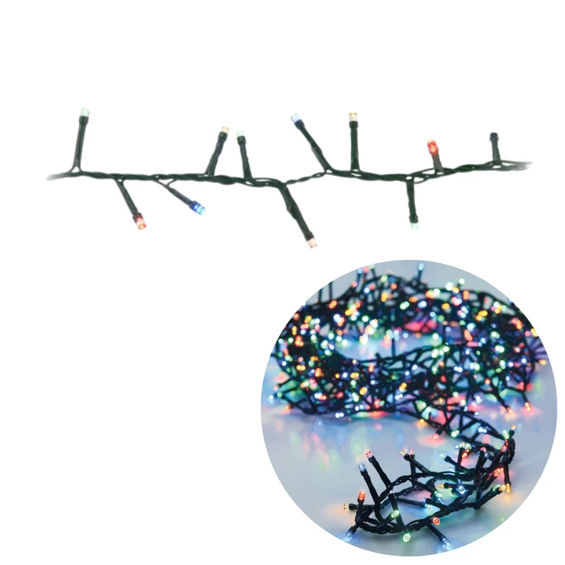 Cheqo® Kerstboomverlichting - Micro Clusterverlichting - Kerstlampjes - Led Verlichting - Kerstverlichting voor Binnen en Buiten - Met Haspel - 750 LED - 15 Meter - Met Timer - Multicolor