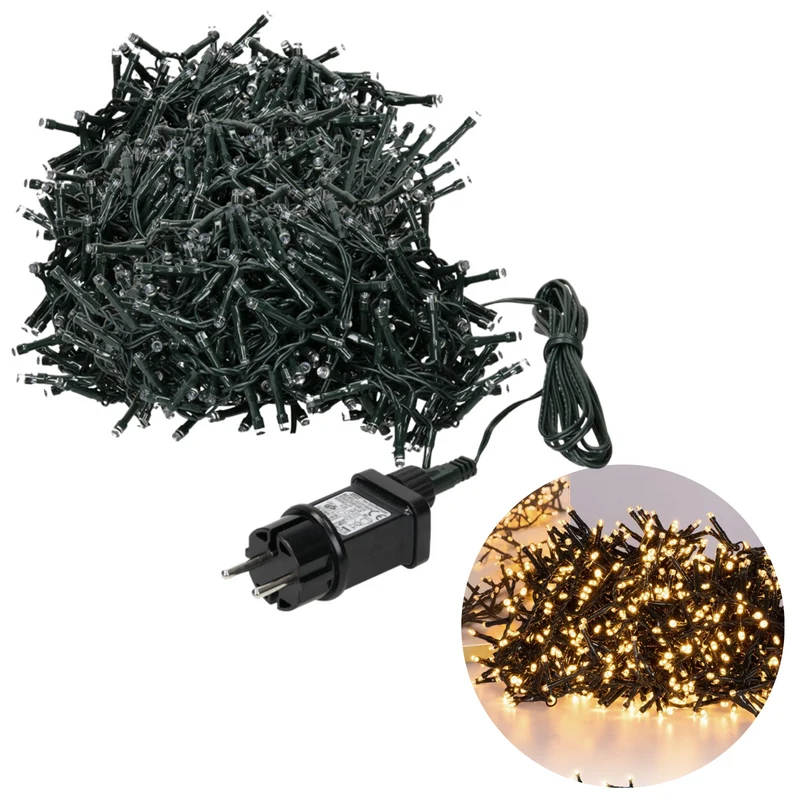 Cheqo® Kerstboomverlichting - Micro Clusterverlichting - Kerstlampjes - Led Verlichting - Kerstverlichting voor Binnen en Buiten - 1000 LED's - 20 Meter - Extra Warm Wit