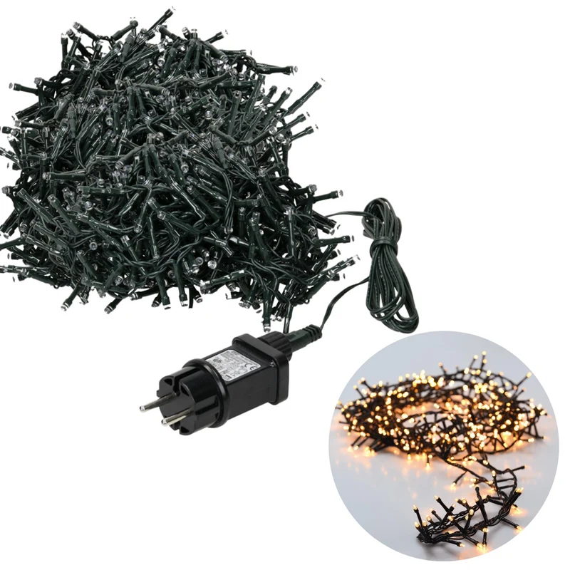 Cheqo® Kerstboomverlichting - Micro Clusterverlichting - Kerstlampjes - Led Verlichting - Kerstverlichting voor Binnen en Buiten - 560 LED's - 11 Meter - Extra Warm Wit