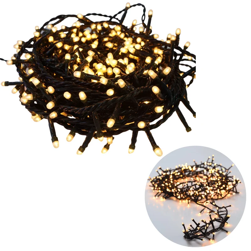 Cheqo® Kerstboomverlichting - Clusterverlichting - Kerstlampjes - Led Verlichting - Kerstverlichting voor Binnen en Buiten - 1800 LED - 8 Meter - 8 Lichtfuncties - Extra Warm Wit