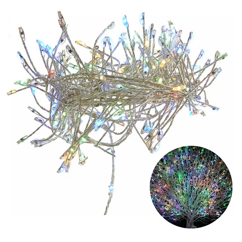 Cheqo® Kerstverlichting - Kerstboomverlichting Zilverdraad - Lichtsnoer - Clusterverlichting - Voor Binnen en Buiten - 240LED - Multicolor