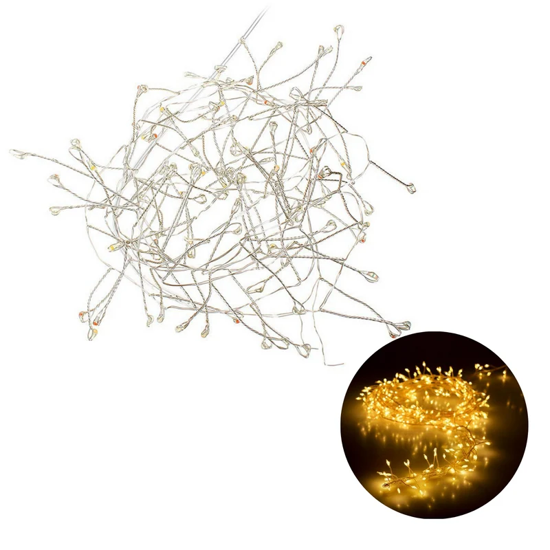 Cheqo® Kerstverlichting - Kerstboomverlichting Zilverdraad - Lichtsnoer - Clusterverlichting - Voor Binnen en Buiten - 240LED - Warm Wit