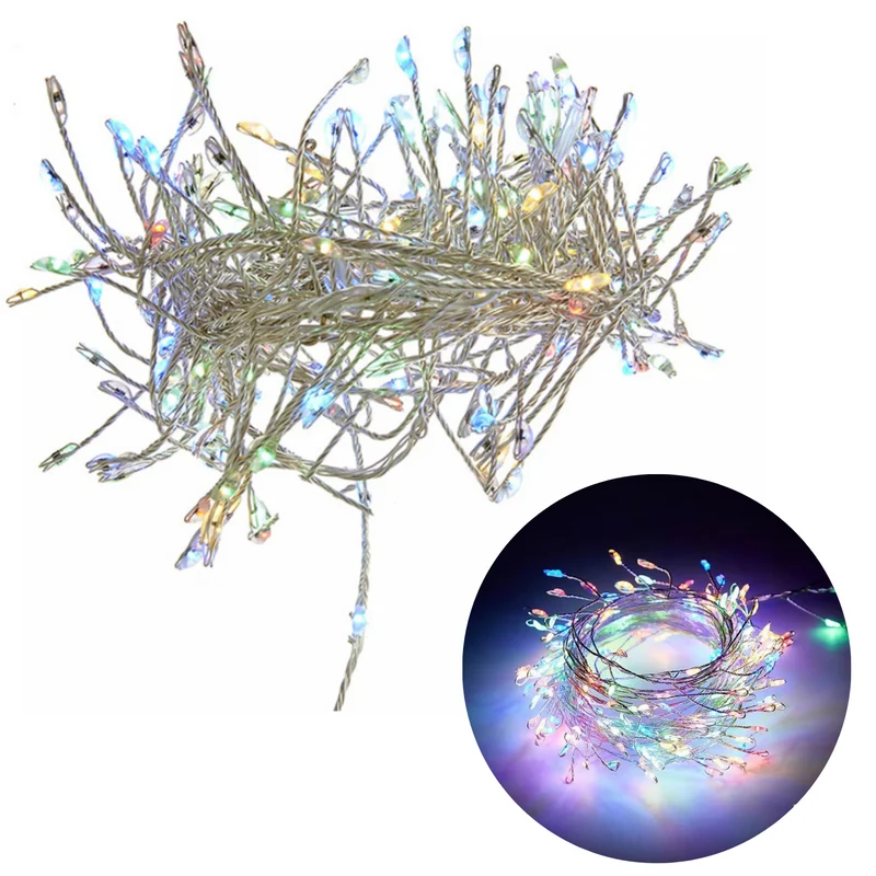 Cheqo® Kerstboomverlichting - Zilverdraad Clusterverlichting - Kerstlampjes - Led Verlichting - Kerstverlichting voor Binnen en Buiten - 480 LED - 5 Meter - Multicolor