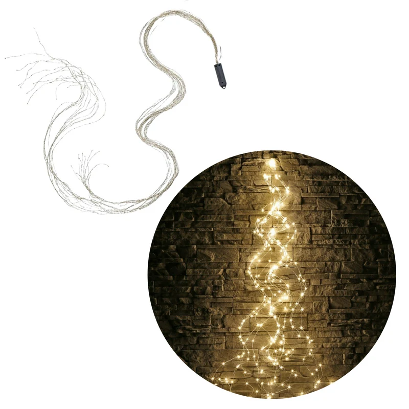 Cheqo® Cascadeverlichting - Kerstverlichting met Timer en Dimmer - Draadverlichting - Lichtsnoer - Kerstboomverlichting - Kerstlampjes - 200 LED - Warm Wit