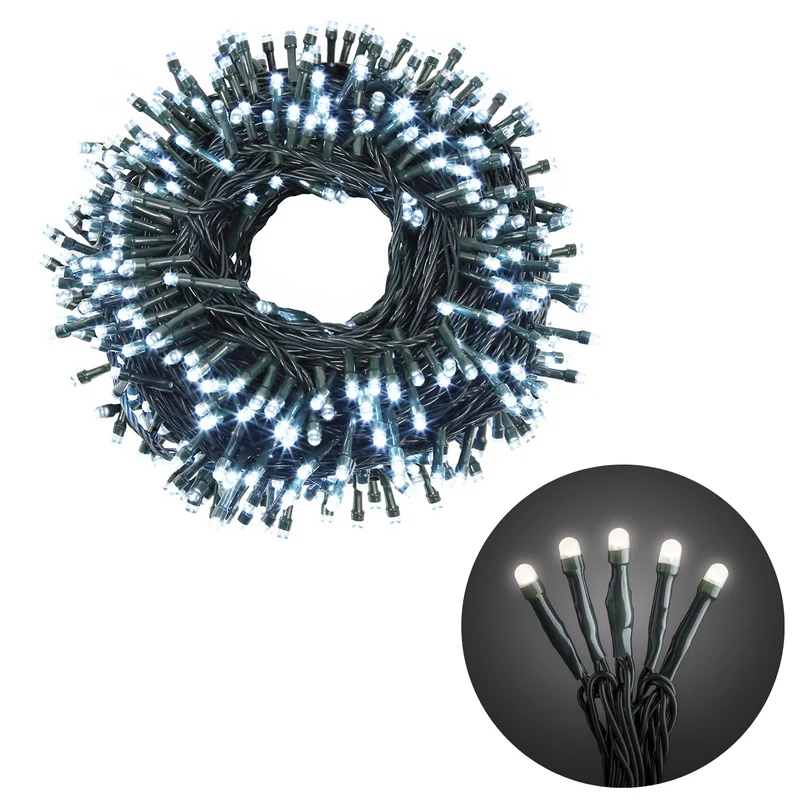 Cheqo® Kerstboomverlichting - Lichtsnoer - Kerstlampjes - Led Verlichting - Kerstverlichting voor Binnen - 100 Micro-LED - 7 Meter - Warm Wit