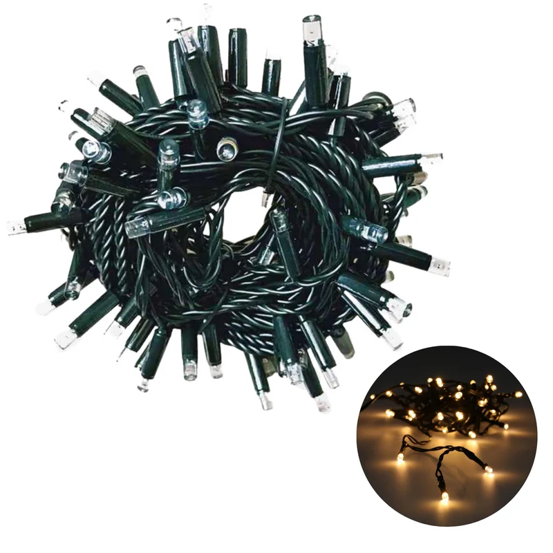 Cheqo® Koppelbare Kerstboomverlichting - Kerstlampjes - Led Verlichting - Kerstverlichting - 100 LED - 7.5m - Extra Warm Wit