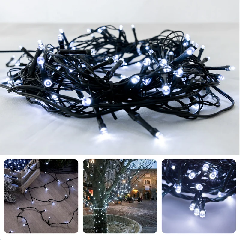 Cheqo® Kerstverlichting - Kerstboomverlichting - Kerstlampjes - Sfeerverlichting - LED Verlichting - Voor Binnen en Buiten - Tuinverlichting - Feestverlichting - Lichtsnoer - 9M - 120 LED's - Wit - Timer - 8 Lichtfuncties