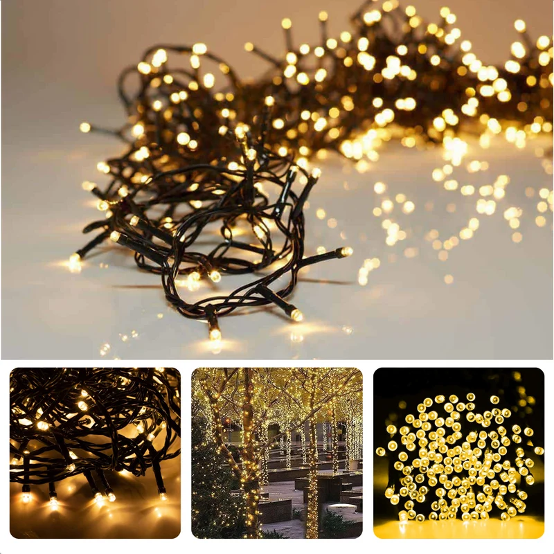 Cheqo® Kerstverlichting - Kerstboomverlichting - Kerstlampjes - Sfeerverlichting - LED Verlichting - Voor Binnen en Buiten - Tuinverlichting - Feestverlichting - Lichtsnoer - Microcluster - 700 LED's - 14M - Extra Warm Wit - Timer - 8 Lichtfuncties