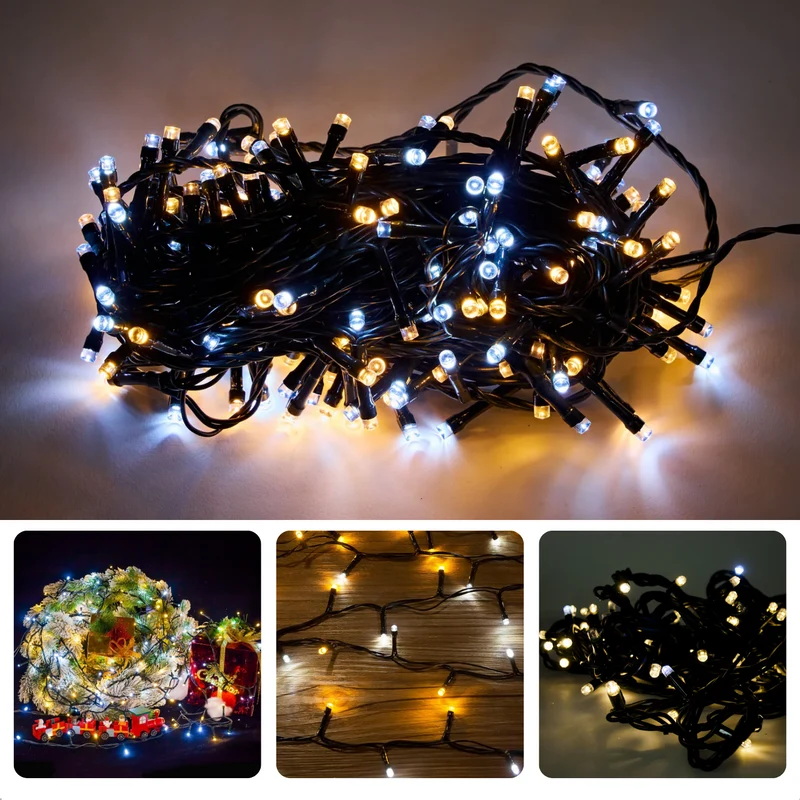 Cheqo® Kerstverlichting - Kerstboomverlichting - Kerstlampjes - Sfeerverlichting - LED Verlichting - Voor Binnen en Buiten - Tuinverlichting - Feestverlichting - Lichtsnoer - Microcluster - 800 LED's - 16M - Wit & Extra Warm Wit - Timer - 8 Lichtfuncties