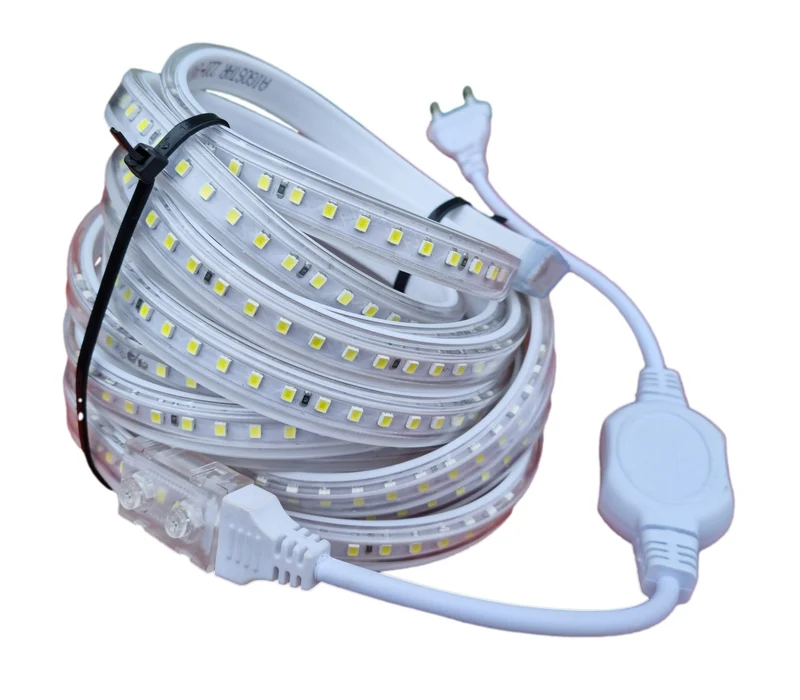 Lichtslang plat daglichtwit - 6500K - 10 meter | 230V AC - 120 LED's/m | sproeidicht IP65