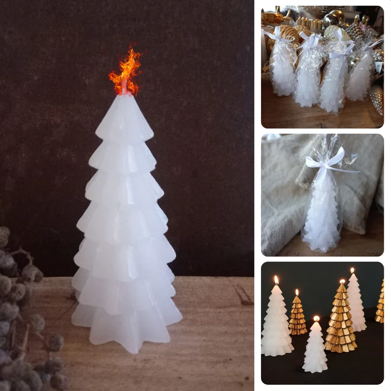 Cheqo® Kerstboom Kaars Wit - Sfeervolle Decoratie - Kerst Kaars - Perfect voor Kerst