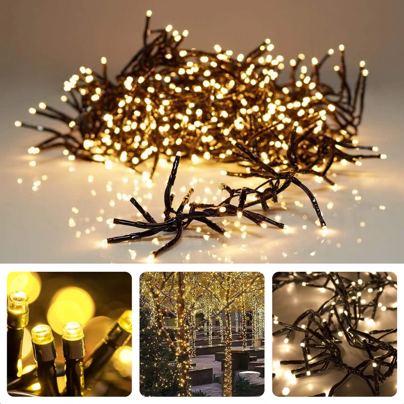 Cheqo® Clusterverlichting LED - Kerstboomverlichting - Kerstverlichting - Kerstlampjes - 768 Lampjes - 5.5M - Extra Warm Wit - Timer & Lichtfuncties