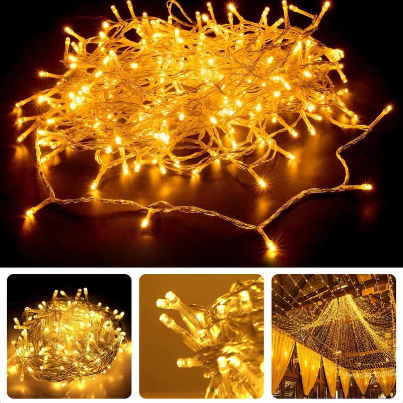 Cheqo® LED Kerstverlichting - Kerstboomverlichting - Kerstlampjes - Warm Wit - 54m Transparant Snoer - Energiezuinig & Waterdicht