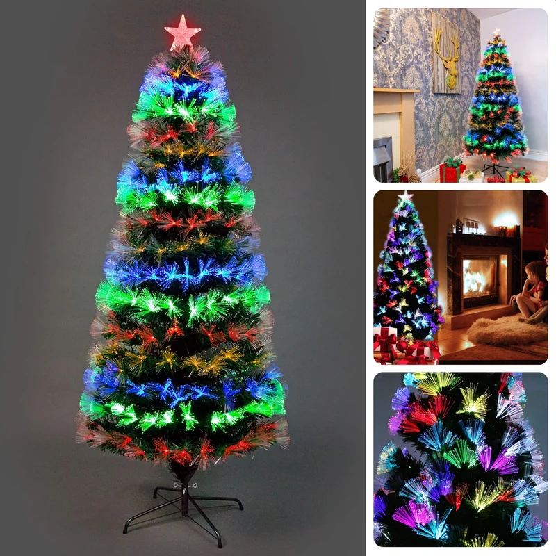 Cheqo® Kunstkerstboom Met Verlichting - Kerstboom Met Verlichting - 120 cm - Multicolor LED - Fiber Optic - Binnengebruik