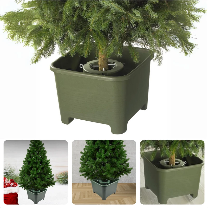 Cheqo® Kerstboomstandaard Kunststof - 40 cm - Donkergroen - Met Schroeven
