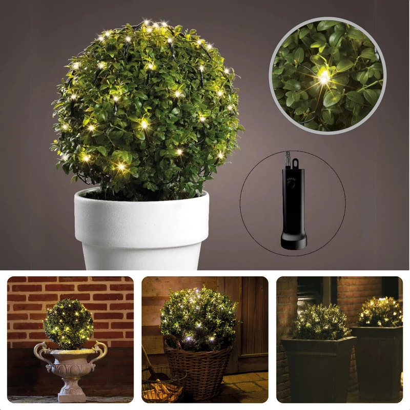 Cheqo® LED Buxus Netverlichting - Kerst Boomverlichting Warm Wit - Kerstlampjes Voor Buxus en Tuin - Ø50cm - IP44 Waterdicht