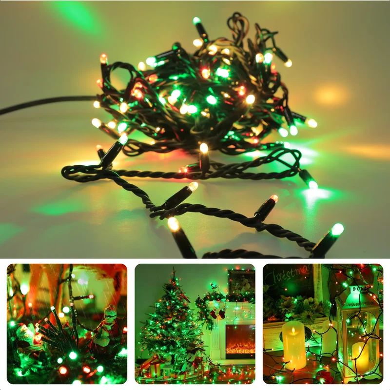 Cheqo® Kerstverlichting - Kerstboomverlichting - Kerstlampjes - 480 LED - 36M - Driekleurig - Timer - Buiten - Energiezuinig