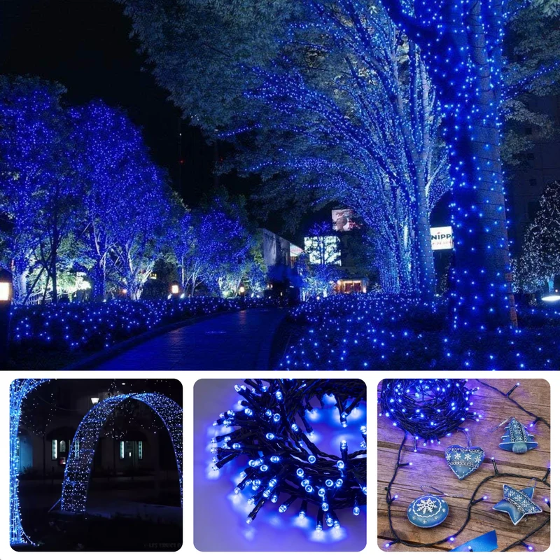 Cheqo® LED Kerstverlichting - Kerstboomverlichting - Kerstlampjes 120 LED's - 9 Meter - Blauw - Waterdicht - Energiezuinig