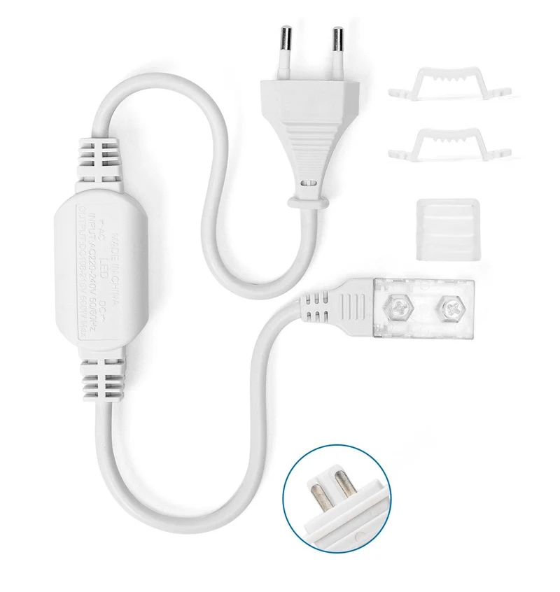 Lichtslang startset connector | stekker +- 30cm 230V AC - reserveset