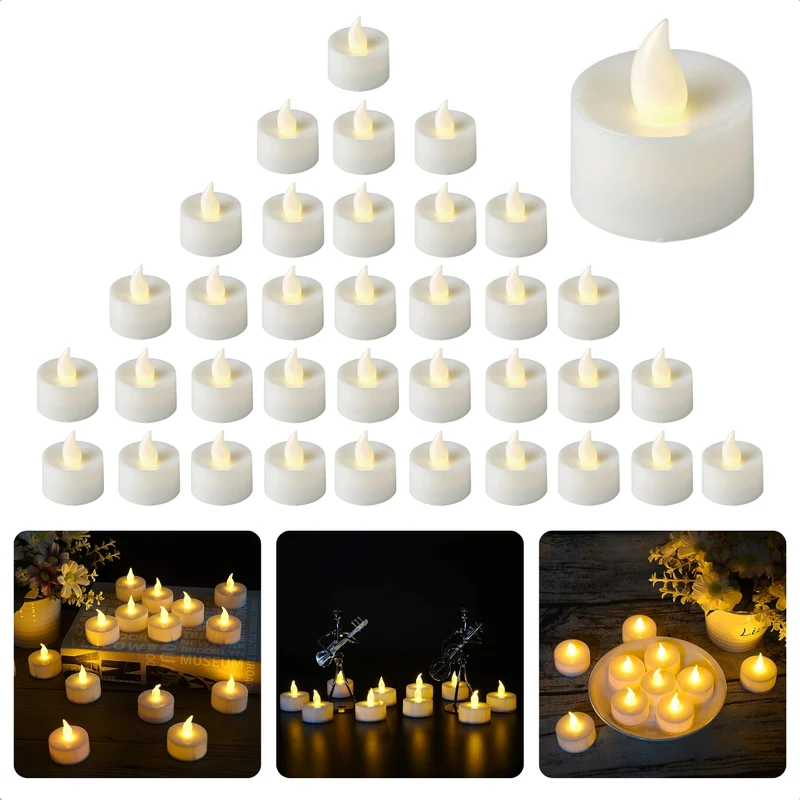 Cheqo® LED Theelichtjes - Elektrische Waxinelichtjes - Warm Wit - Set van 36 - Op Batterij - Veilig en Duurzaam