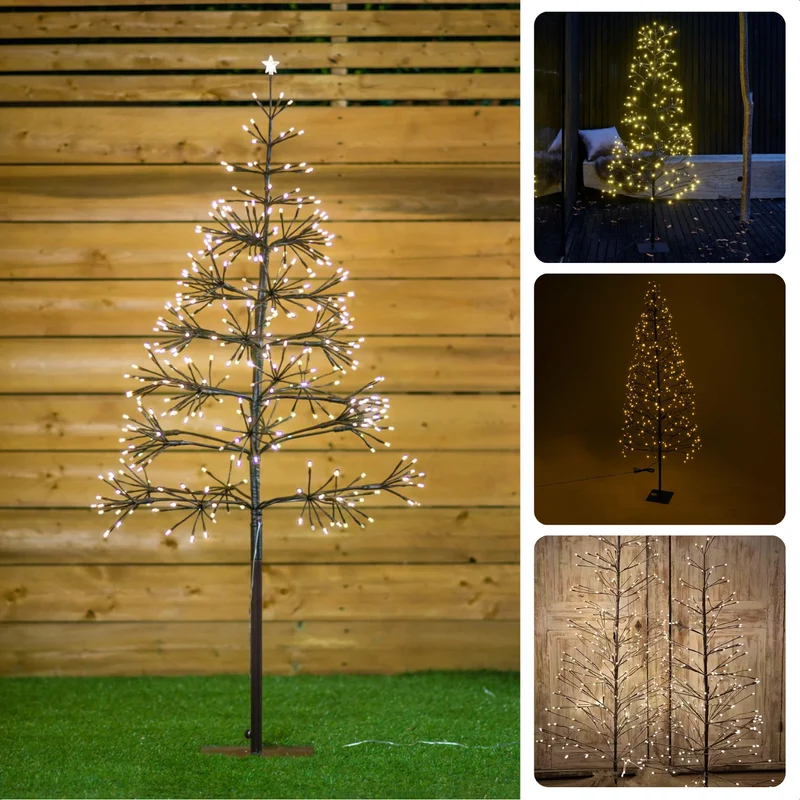 Cheqo® Kunstkerstboom - LED Kerstboom - Lichtboom - 150 cm - 280 LED's - Geschikt voor Binnen en Buiten - Metalen Voet