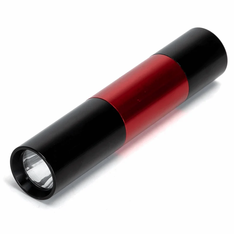 Zaklamp rood zwart aluminium behuizing | 1x AA batterij (exclusief) - 120° 86m 47Lm