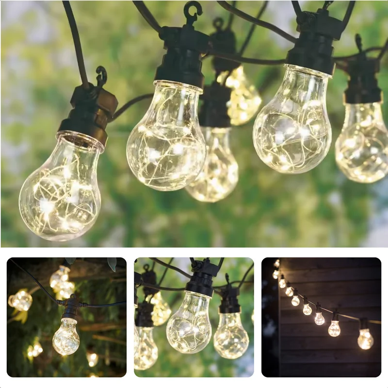 Cheqo® Feestverlichting Op Batterijen - 8 Lampen - 40 LED - Warm Wit - 4.50m - Timer Functie - Binnen en Buiten Gebruik - Lichtsnoer - Tuinverlichting