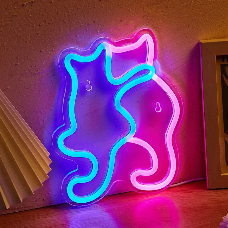 Cat Friends LED Neon Sign - USB Powered, 3D Glow, Wall Art Design