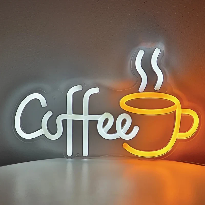 Coffee Bar LED Neon Sign - USB Powered, Compact ABS Housing, Wall Mountable