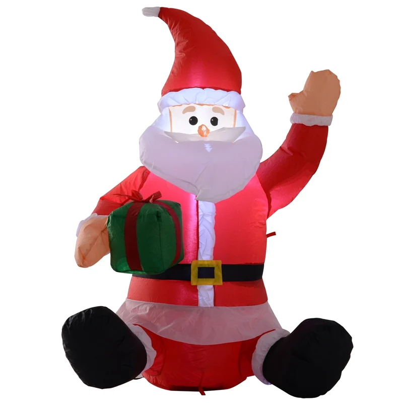 Opblaasbare kerstman 120 cm met cadeau en sfeervolle LED verlichting