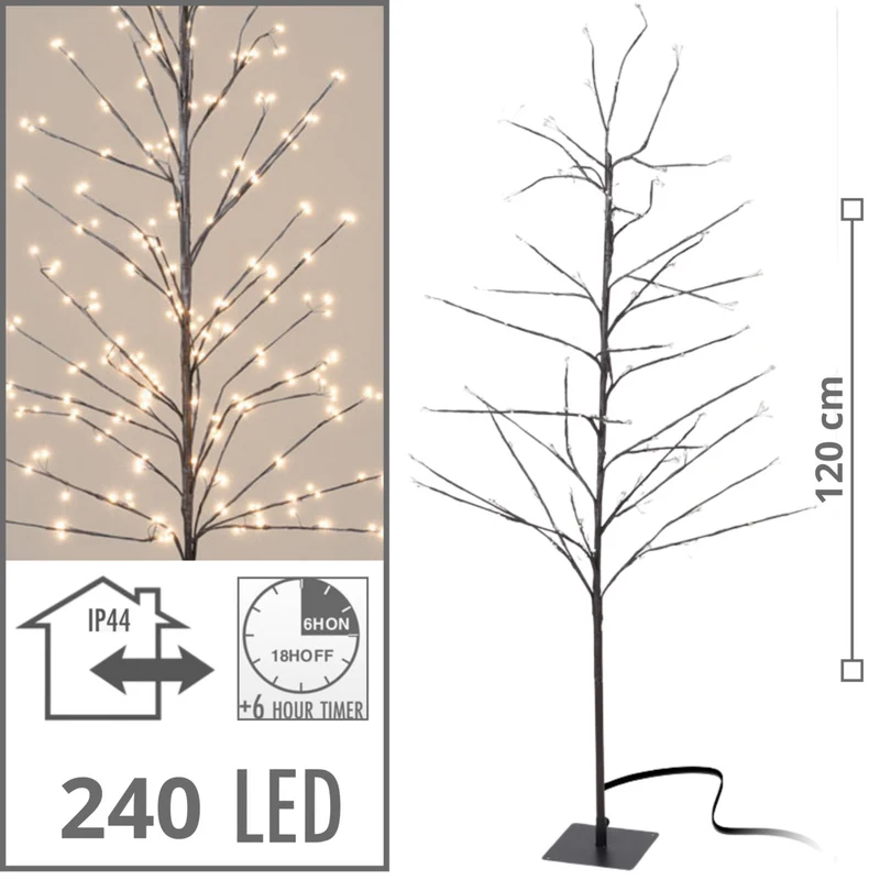Lichtboom lichttakken 120 cm met 240 warmwitte LED’s – sfeervolle kerstdecoratie