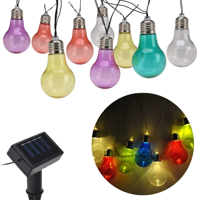 Cheqo® Solar Lichtsnoer - Fairy Lights - Lichtslinger voor Binnen en Buiten - Kerst Verlichting - Tuinverlichting - Feestverlichting Zonne Energie - Solar Buitenverlichting - Solar Tuinverlichting - Multicolor - 10 LED Bolletjes - 4 Meter