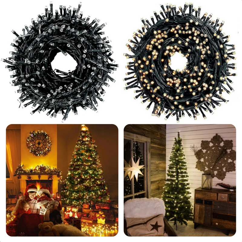 Cheqo® Kerstverlichting - Kerstboomverlichting 120 LED - 9m - Warm Wit - Op Batterijen - Dual-Timer Geheugen & 8 Lichtfuncties - IP44 - Binnen & Buiten