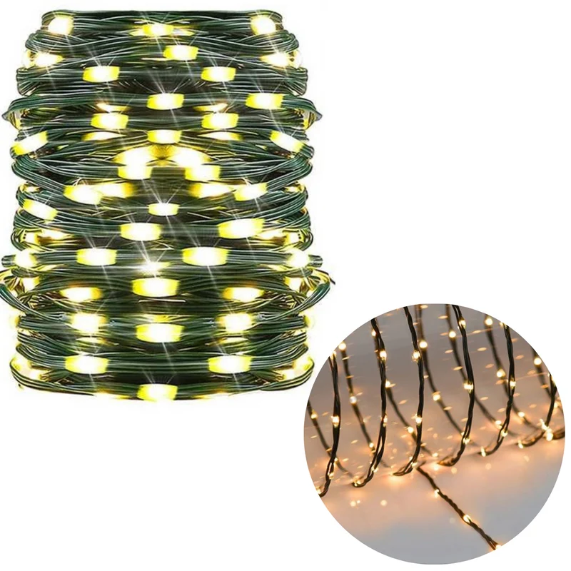 Cheqo® Kerstverlichting Soft Wire - LED Verlichting - Kerstboomverlichting - 1200 LED - 36 Meter - Extra Warm Wit - Voor Binnen en Buiten - 8 Lichtfuncties