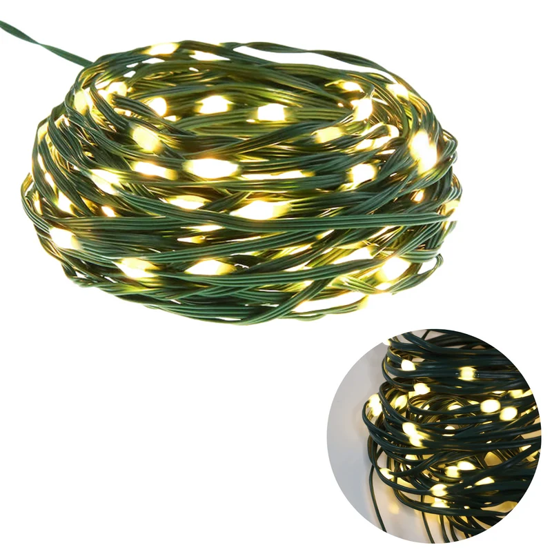 Cheqo® Draadverlichting - Kerstverlichting - Kerstlampjes - Kerstboomverlichting - Lampjes Slinger - Lichtsnoer - LED Lampjes voor Binnen en Buiten - 9 Meter - 120 LED - Extra Warm Wit